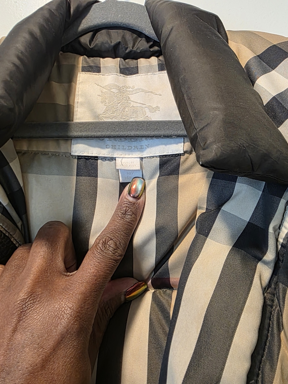 Burberry Kids Beige and Black Check Puffer Jacket